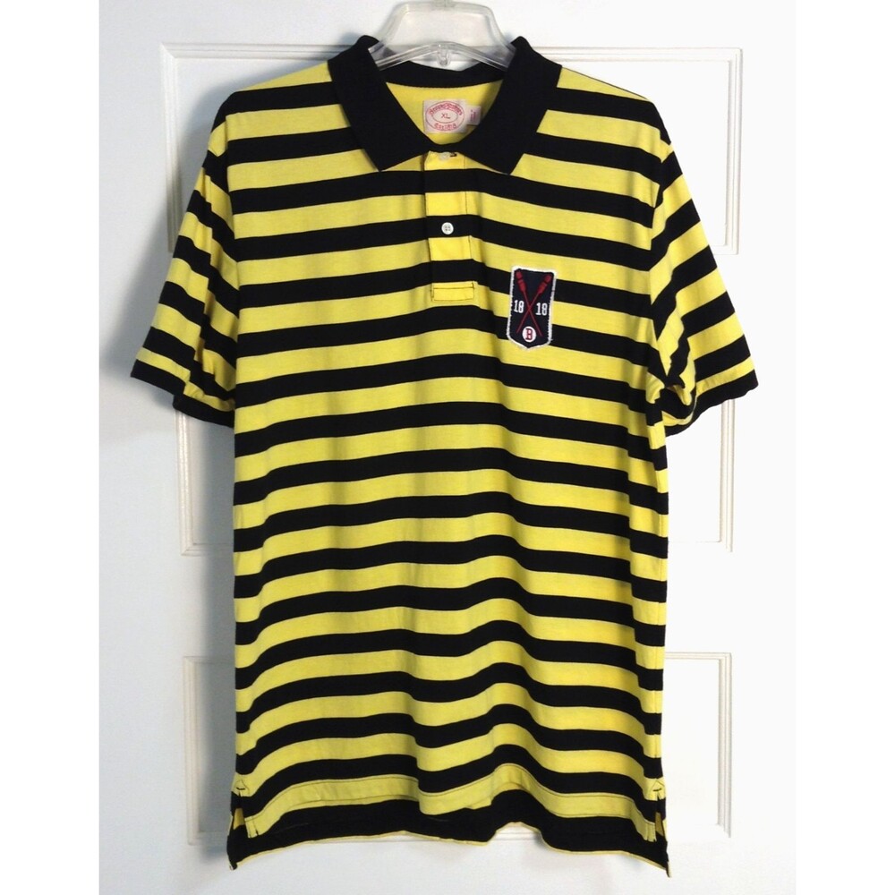Vtg Brooks Brothers Rugby Shirt Men XL Yellow Striped Polo Rugby Blokecore Y2K